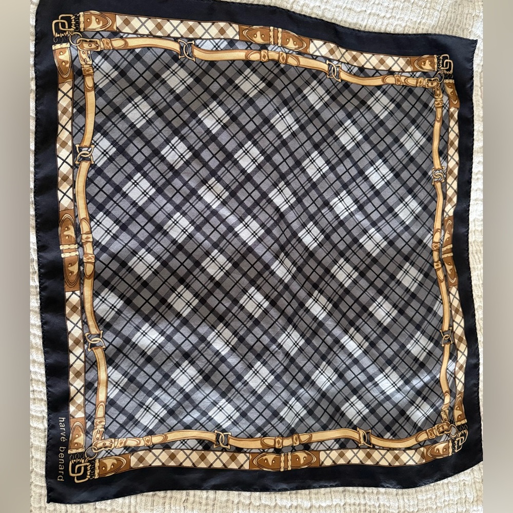 Harve Benard Black and Gold Checkered Scarf